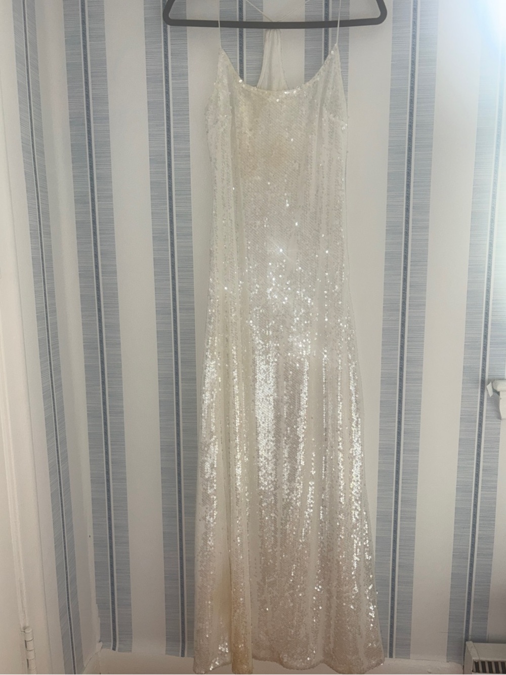 Elegant Ivory Sequin Slip Dress